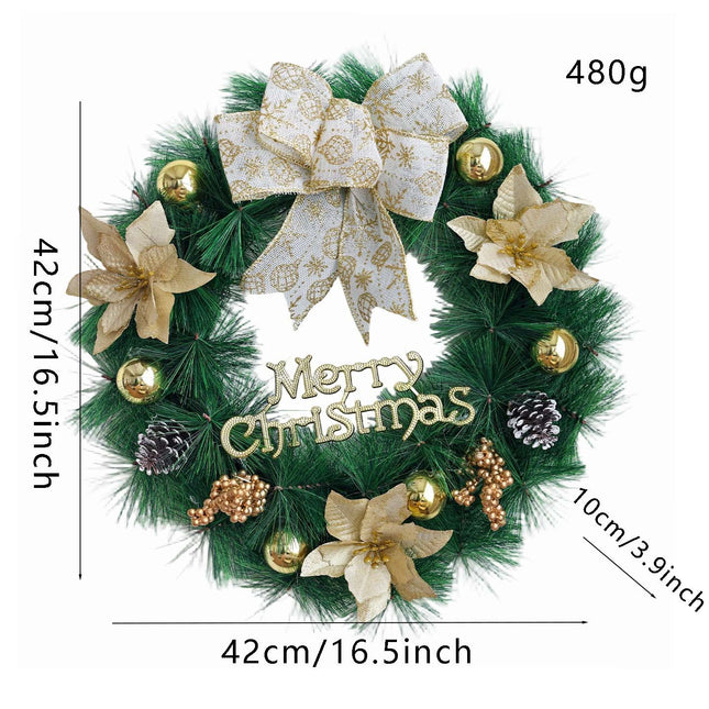 Uglysweatershops Christmas Golden Snowflake Bow Wreath