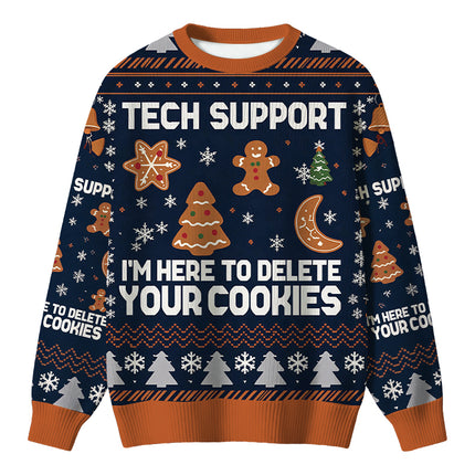 Uglysweatershops Blue Tech Support Computer Programmer Christmas Ugly Sweater