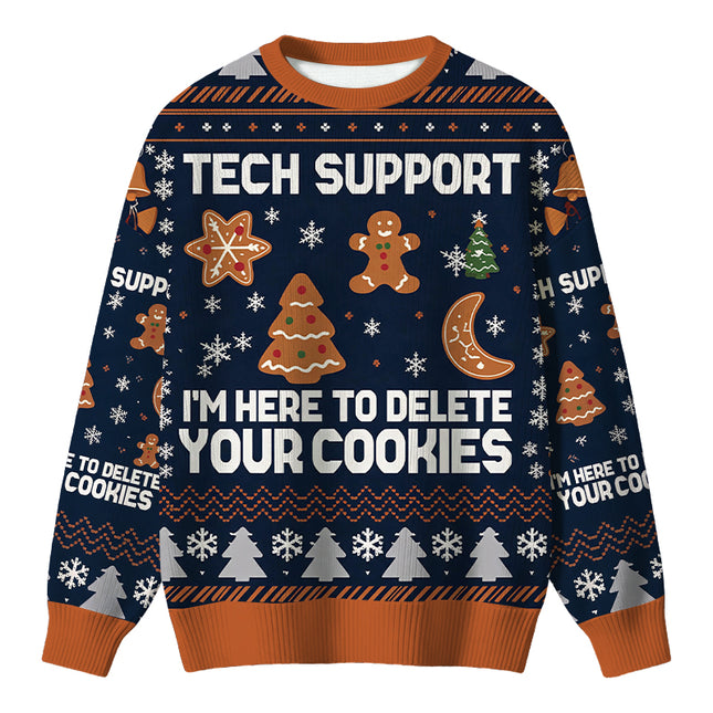 Uglysweatershops Blue Tech Support Computer Programmer Christmas Ugly Sweater