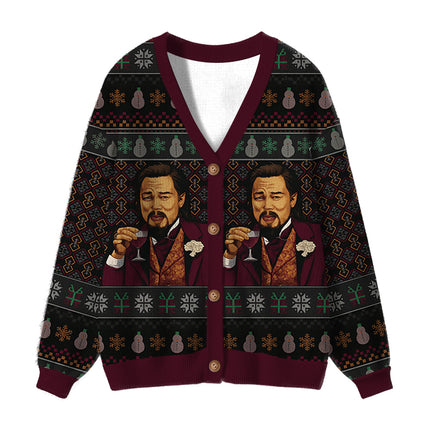 Uglysweatershops Laughing Man Ugly Cardigan Sweater