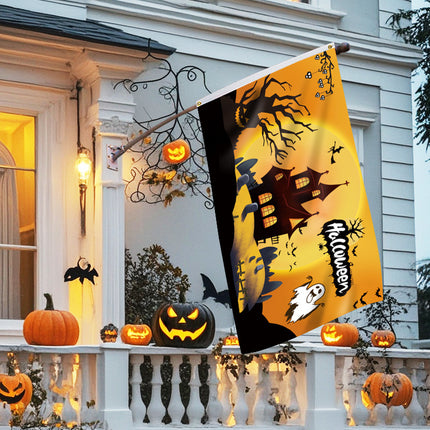 Uglysweatershops Halloween Ghostly Atmosphere Colorful Flag Background Cloth