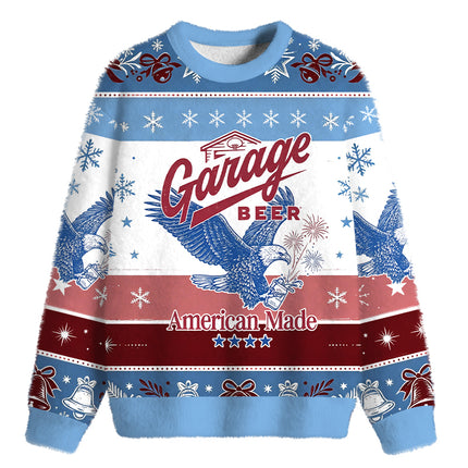 Uglysweatershops Blue Eagle Fuzzy Christmas Ugly Sweatshirt