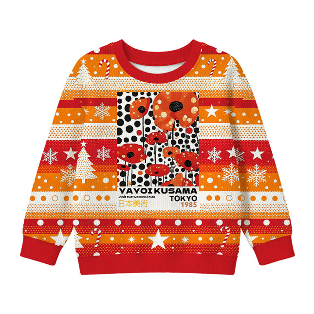 Uglysweatershops Art Flower Vintage Kids Ugly Sweater