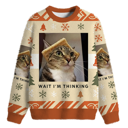 Uglysweatershops Wait Im Thinking Meme Fuzzy Christmas Ugly Sweatshirt