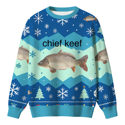 Uglysweatershops Chief Keef Fish Christmas Ugly Sweater