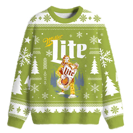 Uglysweatershops Bigfoot Wild Forest Fuzzy Christmas Ugly Sweatshirt