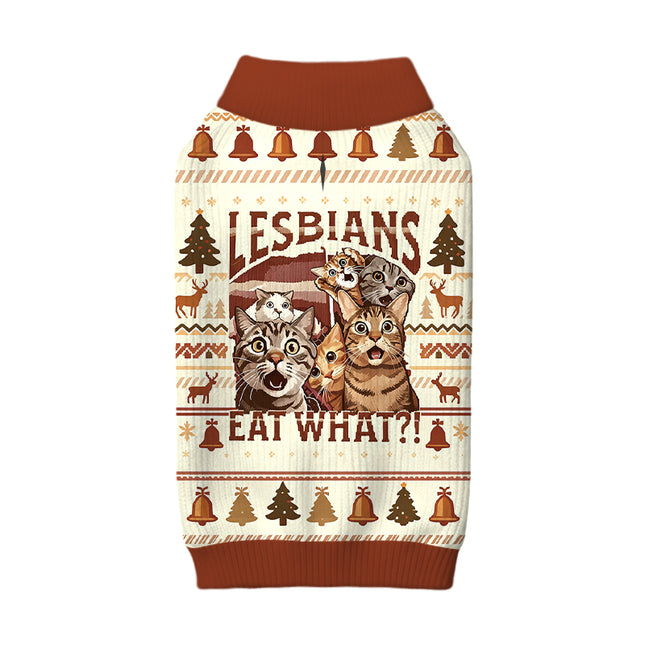 Uglysweatershops Lesbians Eat What Funny Dog & Cat Pet Sweater