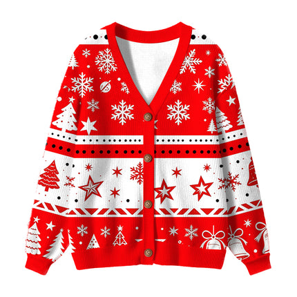 Uglysweatershops Retro Red Cigarettes Ugly Cardigan Sweater