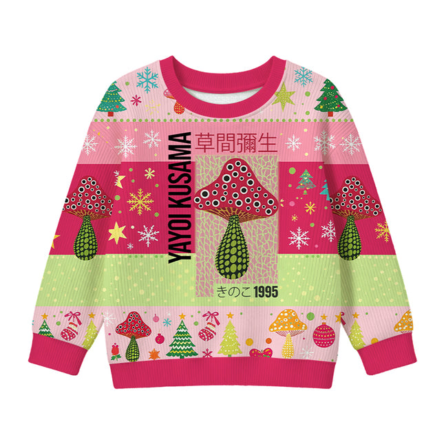 Uglysweatershops Pink Mushroom Kids Ugly Sweater