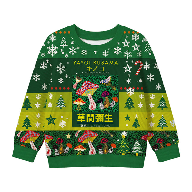 Uglysweatershops Art Spotted Mushroom Vintage Kids Ugly Sweater