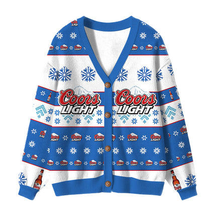 Uglysweatershops Blue Light Ugly Cardigan Sweater