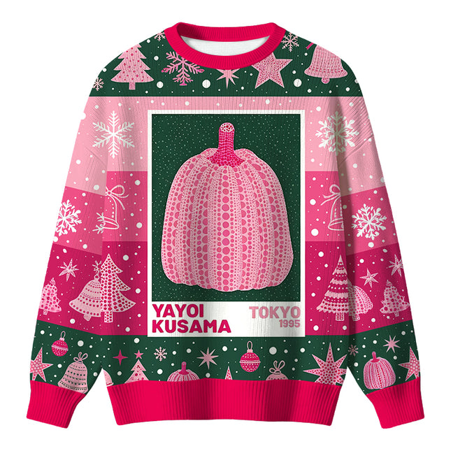 Uglysweatershops Art Pink Pumpkin Christmas Ugly Sweater