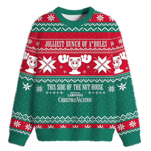 Uglysweatershops Vintage Moose Fuzzy Christmas Ugly Sweatshirt