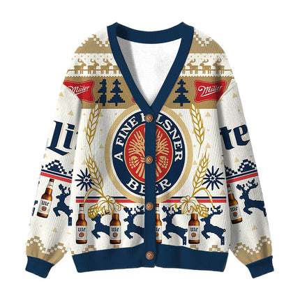 Uglysweatershops Fine Beer Ugly Cardigan Sweater