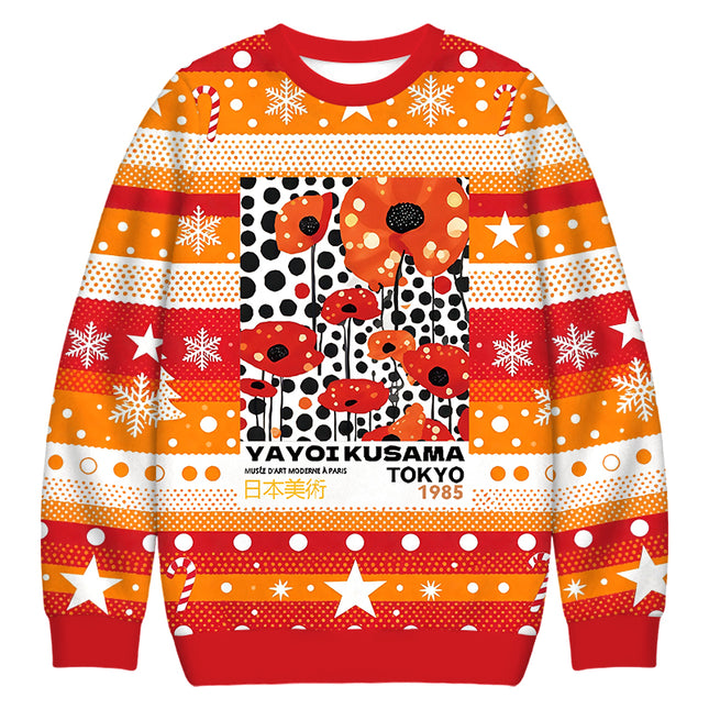 Uglysweatershops Art Flower Vintage Christmas Ugly Sweatshirt