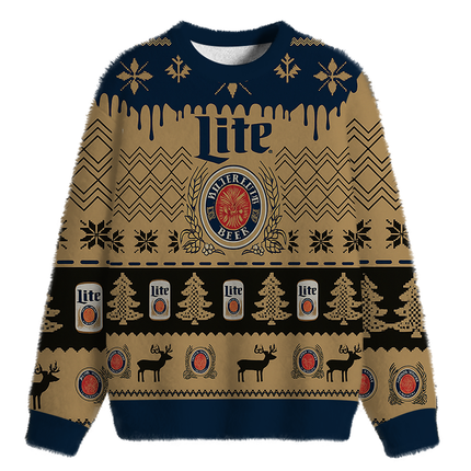 Uglysweatershops Brown Lite Fuzzy Christmas Ugly Sweatshirt