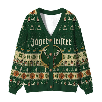 Uglysweatershops Green Beer Ugly Cardigan Sweater