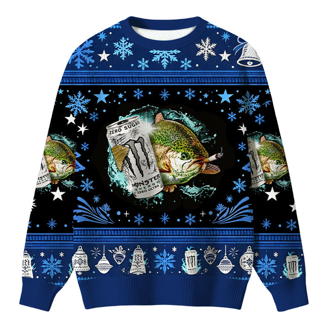 Uglysweatershops Retro Trout Fishing Christmas Ugly Sweater