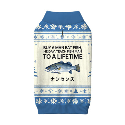 Uglysweatershops Buy a Man Eat Fish Dog & Cat Pet Sweater