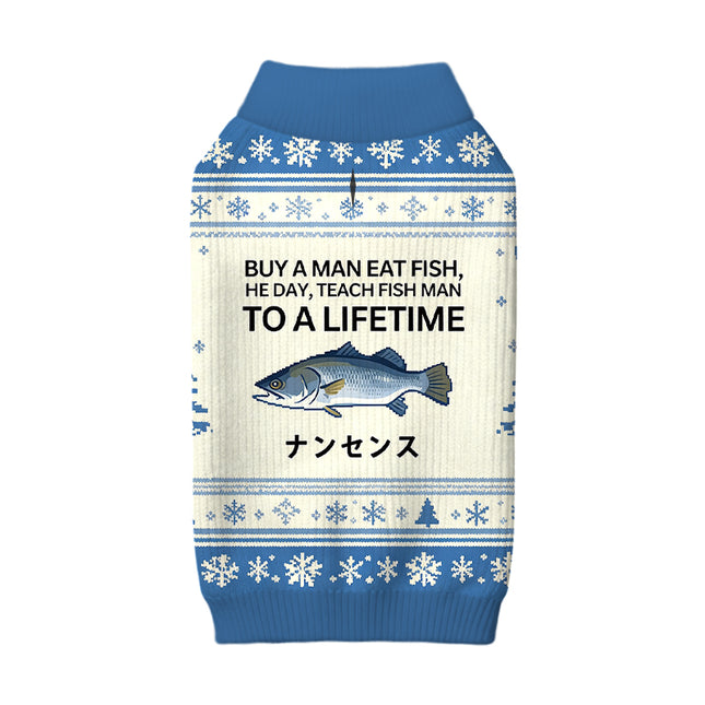 Uglysweatershops Buy a Man Eat Fish Dog & Cat Pet Sweater