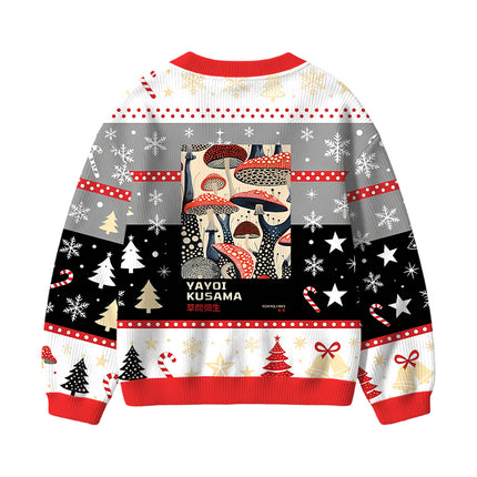 Uglysweatershops Art Dancing Mushroom Kids Ugly Cardigan Sweater