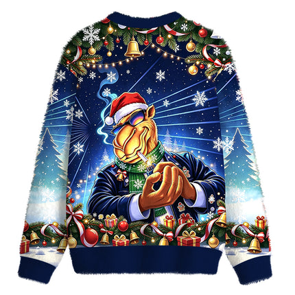 Uglysweatershops Classic Cigarettes Fuzzy Christmas Ugly Sweatshirt