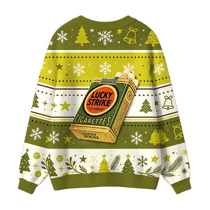 Uglysweatershops Vintage Green Cigarettes Ugly Cardigan Sweater