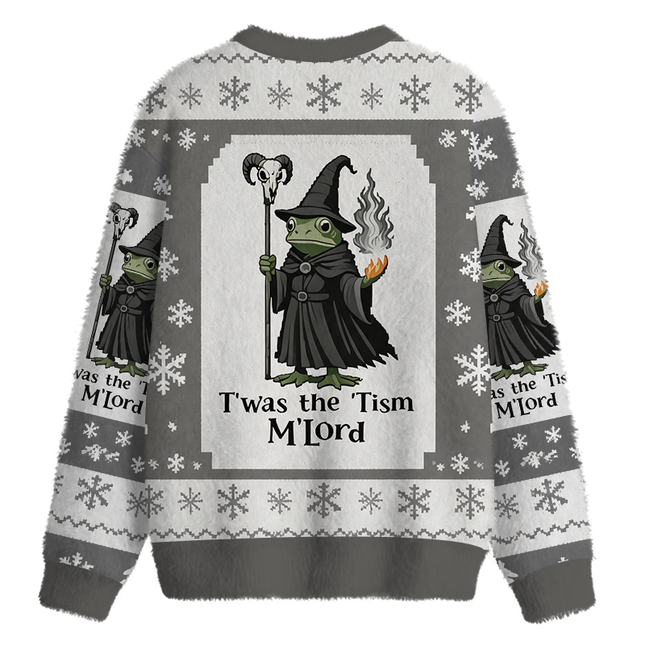 Uglysweatershops Witch Frog Fuzzy Christmas Ugly Sweatshirt