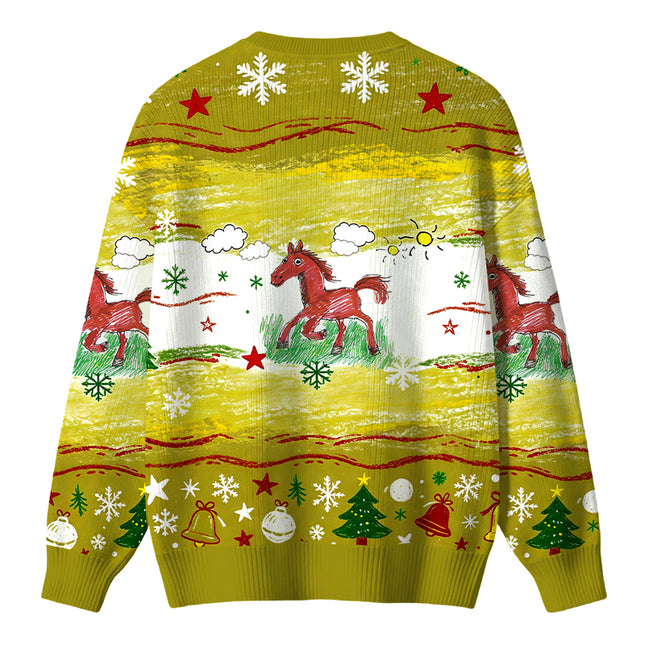 Uglysweatershops Red Horse Christmas Ugly Sweater