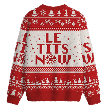 Uglysweatershops Le Tits Now Fuzzy Christmas Ugly Sweatshirt