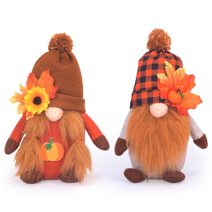 Uglysweatershops Pumpkin Harvest Maple Leaf Faceless Doll Dwarf Figurine