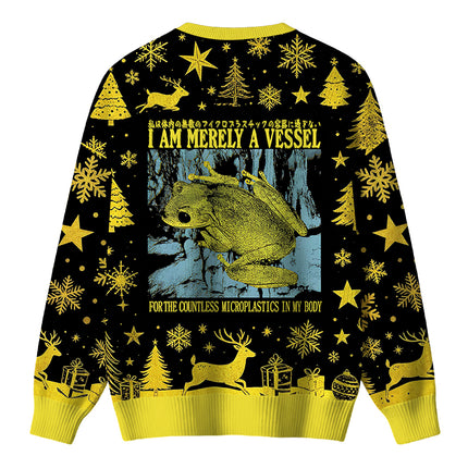 Uglysweatershops Funny Vintage Japanese Frog Christmas Ugly Sweater