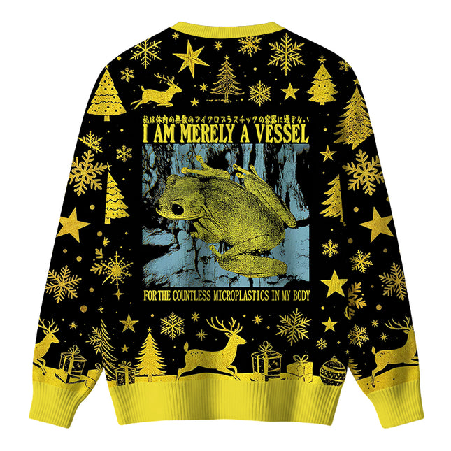 Uglysweatershops Funny Vintage Japanese Frog Christmas Ugly Sweater