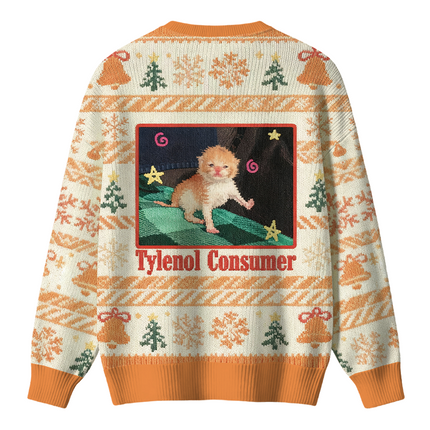 Uglysweatershops Tylenol Cat Meme Christmas Ugly Sweater