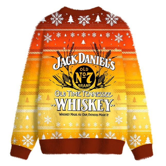 Uglysweatershops Classic American Whiskey Vintage Fuzzy Christmas Ugly Sweatshirt