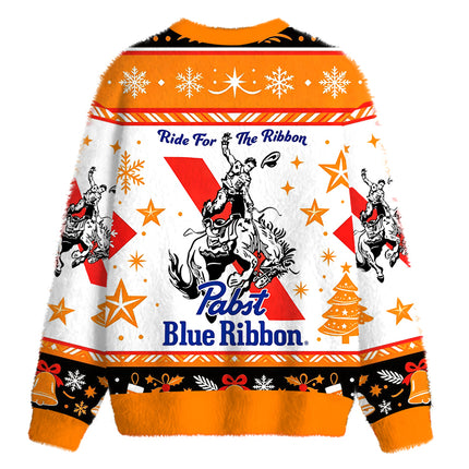 Uglysweatershops Vintage Rodeo Cowboy Ride Fuzzy Christmas Ugly Sweatshirt