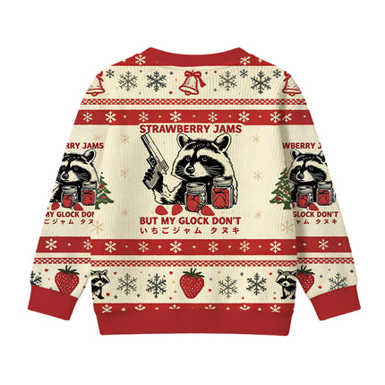 Uglysweatershops Strawberry Jams Raccoon Kids Ugly Sweater