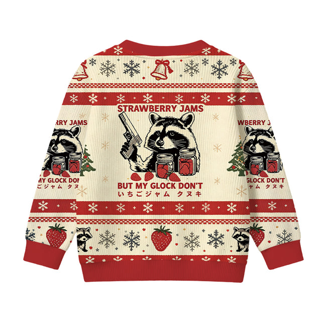 Uglysweatershops Strawberry Jams Raccoon Kids Ugly Sweater