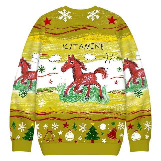 Uglysweatershops Red Horse Christmas Ugly Sweatshirt