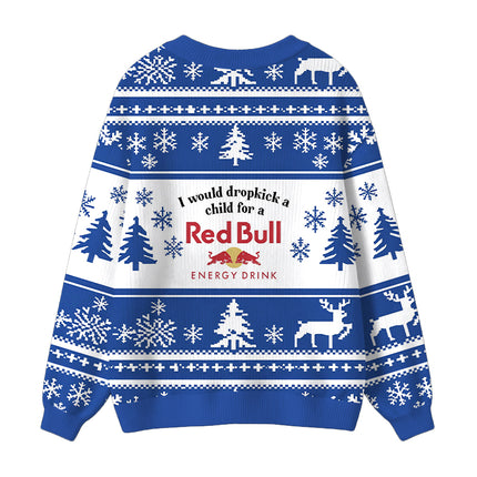 Uglysweatershops I Would Dropkcik A Child Blue Ugly Cardigan Sweater