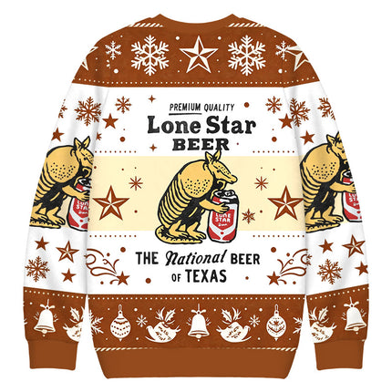 Uglysweatershops Texas Brew Armadillo Christmas Ugly Sweatshirt