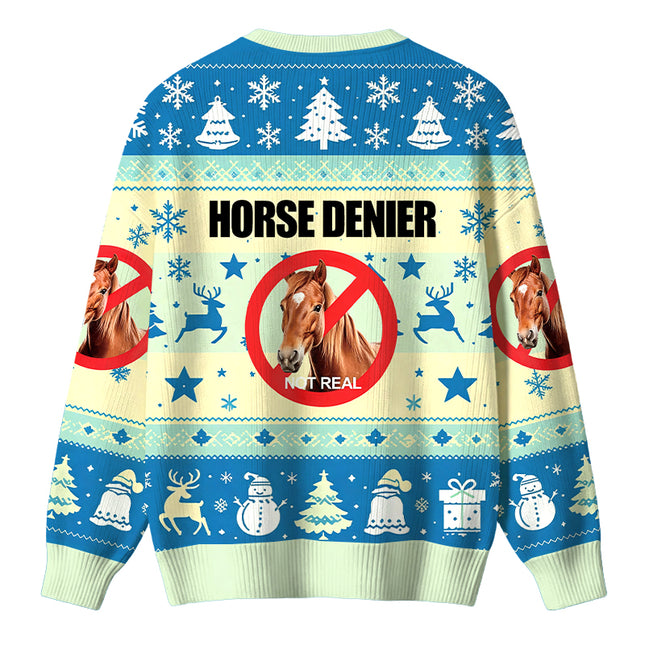 Uglysweatershops Horse Denier Funny Horses Christmas Ugly Sweater