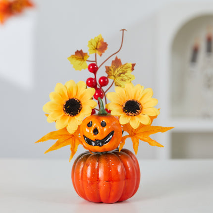 Uglysweatershops Halloween Maple Leaf Simulation Pumpkin Decoration
