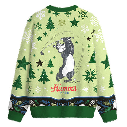 Uglysweatershops Vintage Golf Bear Brew Fuzzy Christmas Ugly Sweatshirt