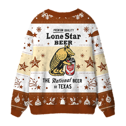 Uglysweatershops Texas Brew Armadillo Fuzzy Ugly Cardigan Sweatshirt