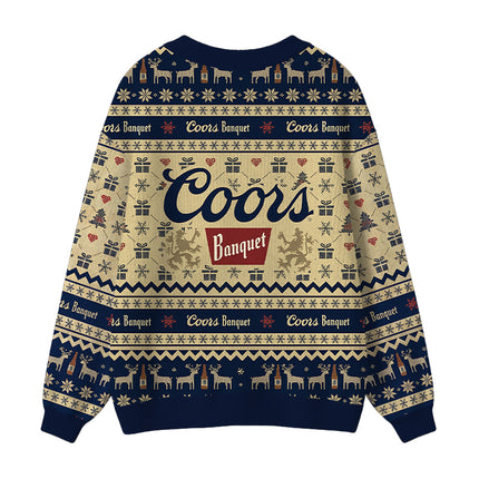 Uglysweatershops Beer Snowing Ugly Cardigan Sweater
