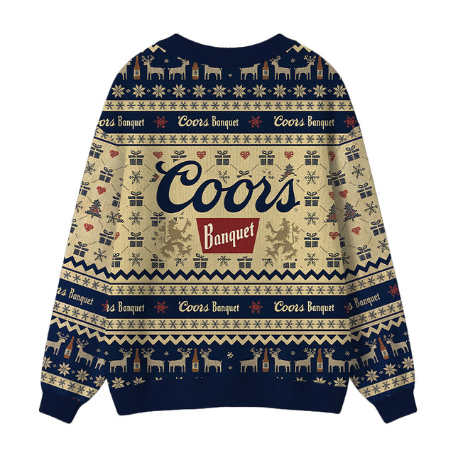 Uglysweatershops Beer Snowing Ugly Cardigan Sweater