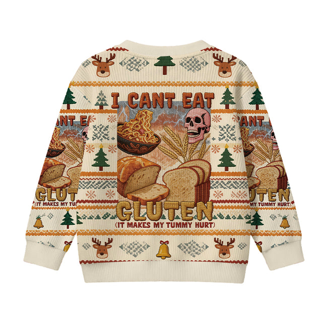 Uglysweatershops I Can't Eat Gluten Funny Meme Kids Ugly Sweater