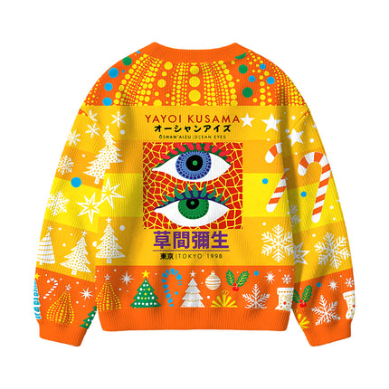 Uglysweatershops Japanese Art Eyes Kids Ugly Cardigan Sweater