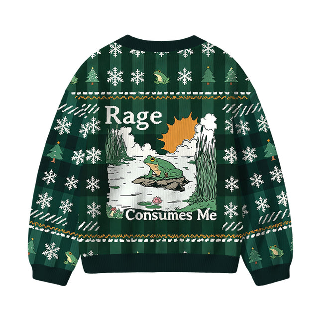 Uglysweatershops Rage Consumes Me Frog Kids Ugly Cardigan Sweater